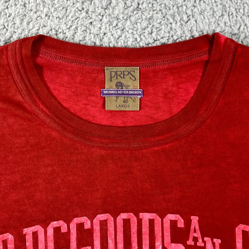 PRPS GOODS&CO Red Graphic T Shirt "New York Japan Original Denim Brand" Men's L - Picture 4 of 11